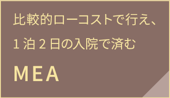 比較的ローコストで行え、1泊2日の入院で済むMEA